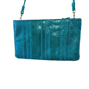 Clemente Vintage Womens Crossbody Clutch Bag Green Snake Skin Casual